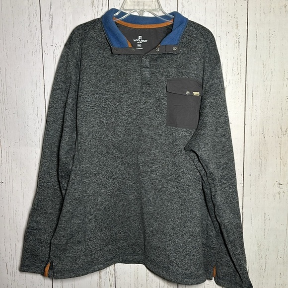 WOOLRICH Quarter Snap Polyester Gray Pullover XXL Mens Heathered Snap Pocket - Picture 1 of 5
